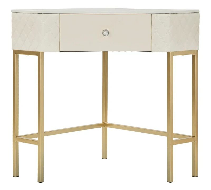Console blanche avec cadre doré – Angie Design élégant avec plateau en marbre