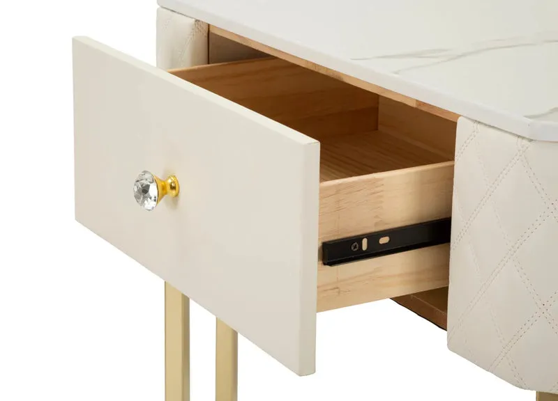 Console blanche avec cadre doré – Angie Design élégant avec plateau en marbre