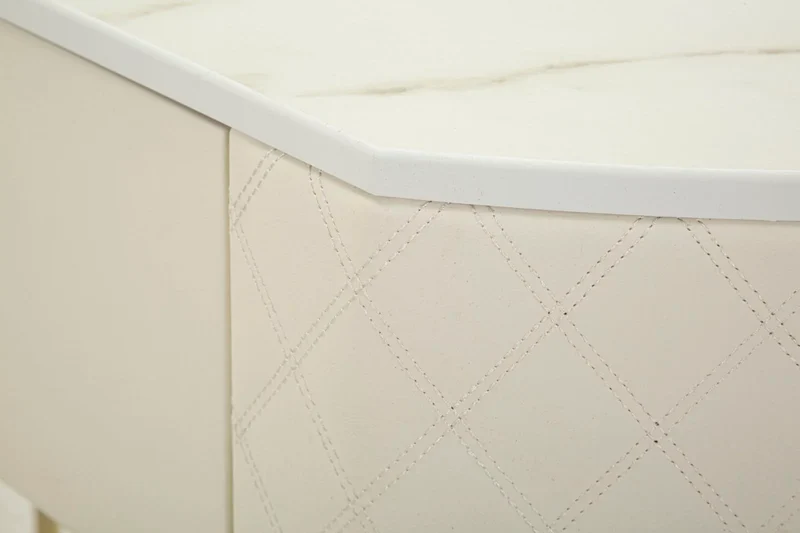 Console blanche avec pieds dorés – Entrée moderne Sharon avec plateau en marbre