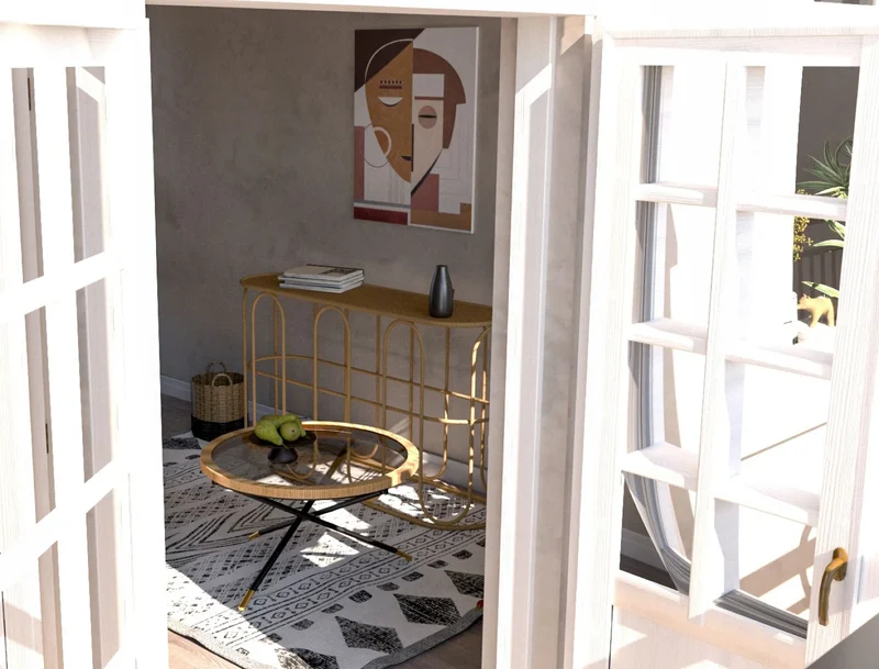Console en bois avec design à lattes – Samui Entryway