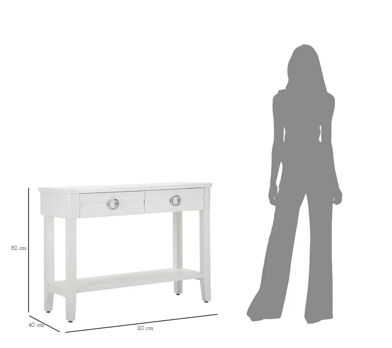 Console en bois blanc avec tiroirs – Collection Shine