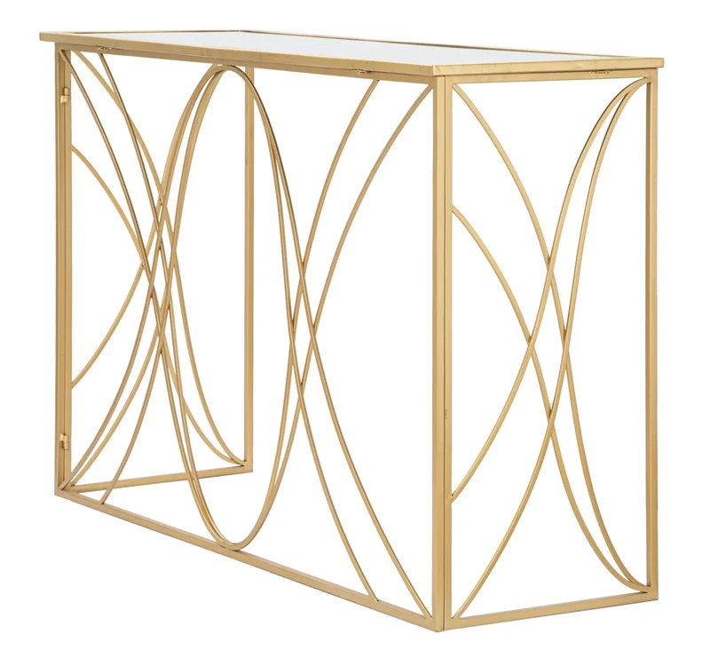 Console en verre avec cadre doré – Table d'entrée moderne Exy