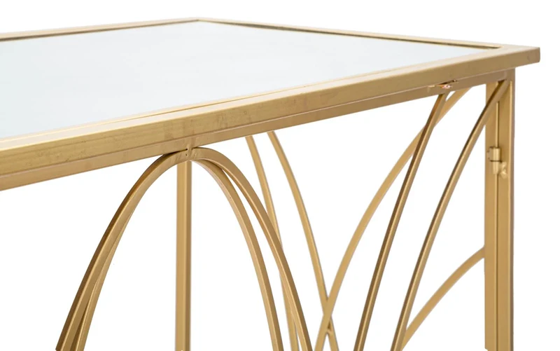 Console en verre avec cadre doré – Table d'entrée moderne Exy