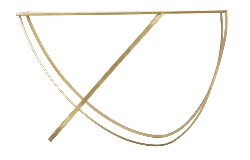 Console en verre avec piètement en métal doré – Table d'entrée moderne