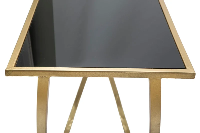 Console en verre avec piètement en métal doré – Table d'entrée moderne