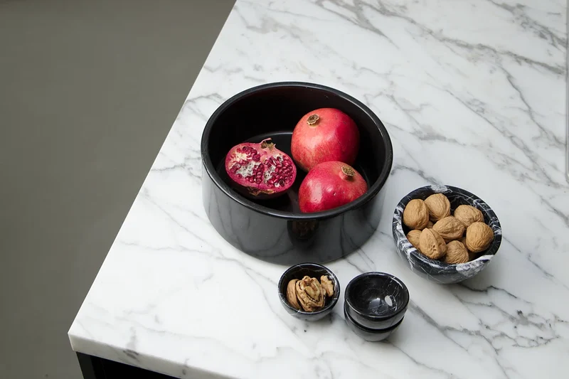 Corbeille à Fruits en Marbre Noir