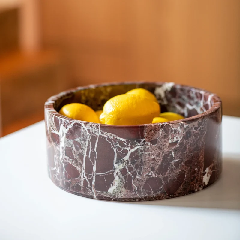 Corbeille à Fruits en Marbre Rouge