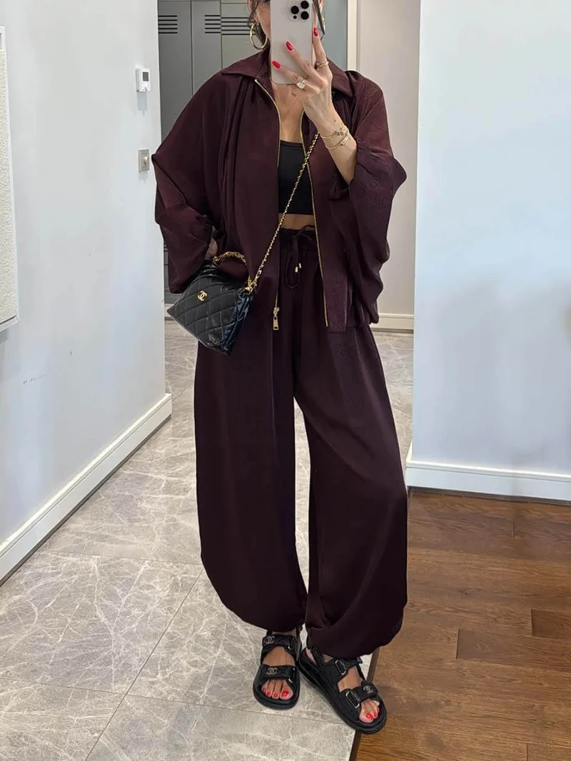 Elegant Satin Bomber Loose Bloomers Pants