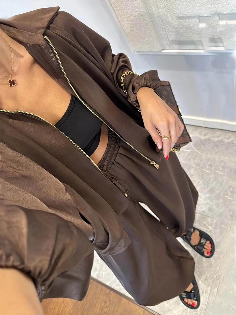 Elegant Satin Bomber Loose Bloomers Pants