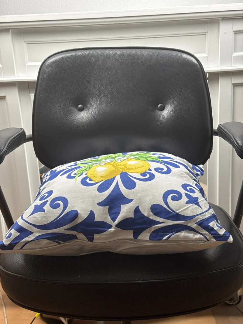 Coussin Citron avec rembourrage - Housse bleu méditerranéen