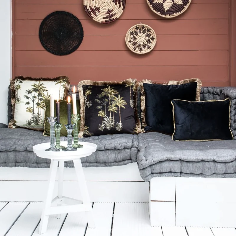 Coussin en velours avec des palmiers