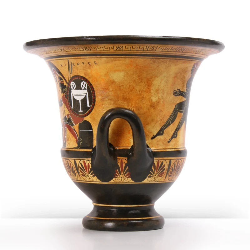 Cratère grec avec Achille et Ajax à figures noires