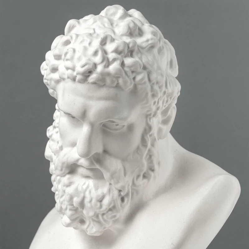 Buste d’Hercule – Héros Grec de la Force et de la Puissance – Sculpture en Marbre