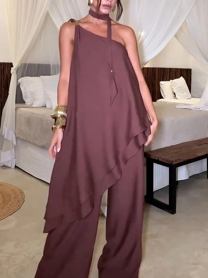 Exquisite Double-Layered Irregular Flowy Top