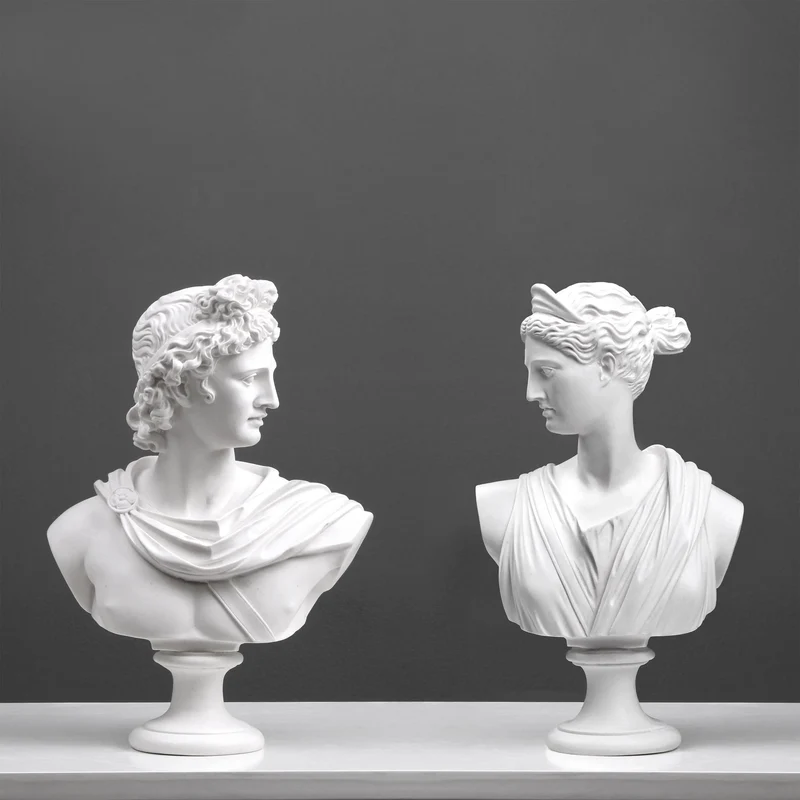 Bustes d’Apollon et Diane en Paire (Statues de Dieux Grecs)