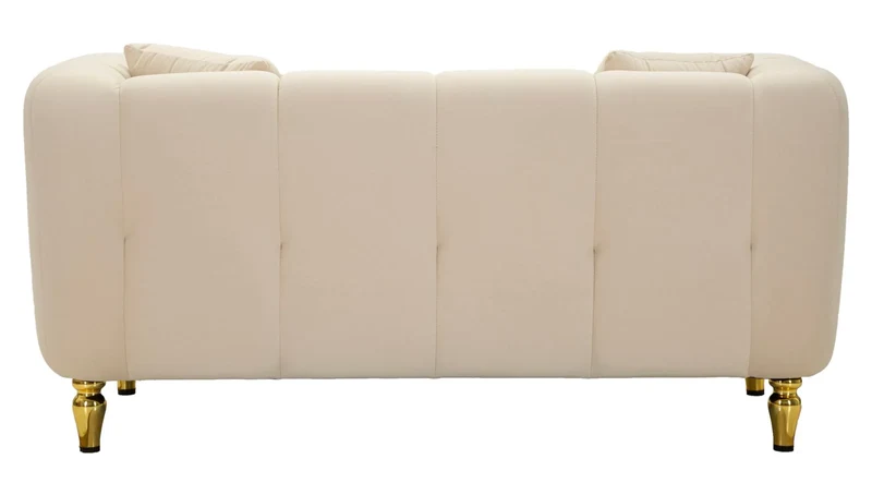 Canapé en velours crème avec coussins – Canapé 2 places Alma