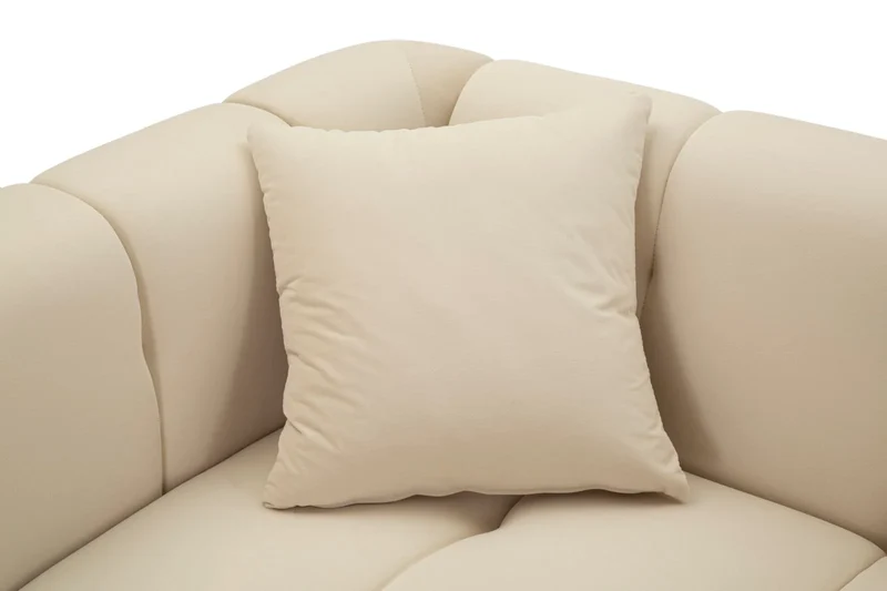 Canapé en velours crème avec coussins – Canapé 2 places Alma