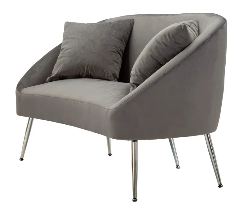 Canapé en velours gris graphite avec coussins – Canapé 2 places Silvery