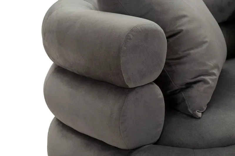 Canapé en velours gris graphite avec coussins – Canapé 2 places Silvery Plus