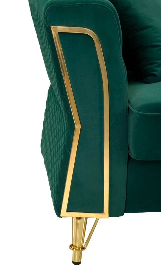Canapé en velours vert avec coussins – Canapé 2 places Emy
