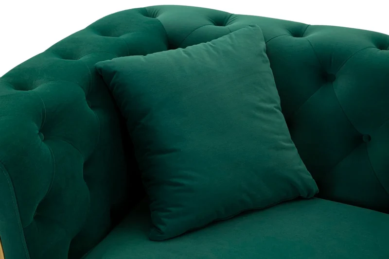 Canapé en velours vert avec coussins – Canapé 2 places Emy