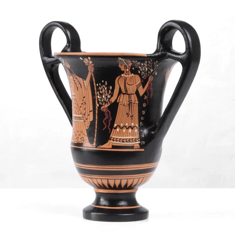 Canthare grec avec Niké et Zeus à figures rouges