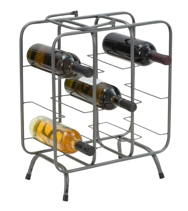 Casiers à vin en métal gris – Support carré pour 9 bouteilles