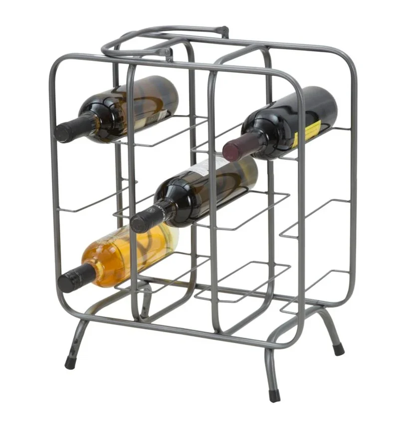 Casiers à vin en métal gris – Support carré pour 9 bouteilles