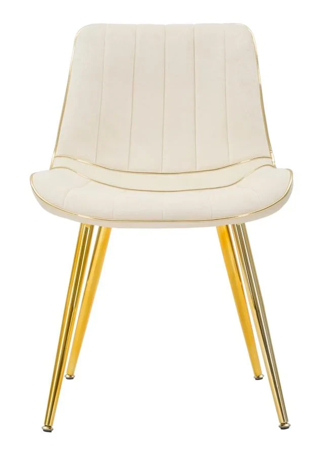 Chaise rembourrée crème avec pieds métalliques dorés