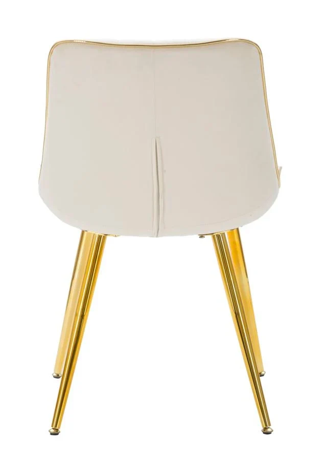 Chaise rembourrée crème avec pieds métalliques dorés