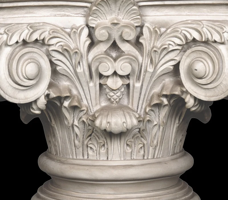 Chapiteau corinthienne romaine - grande sculpture en marbre blanc