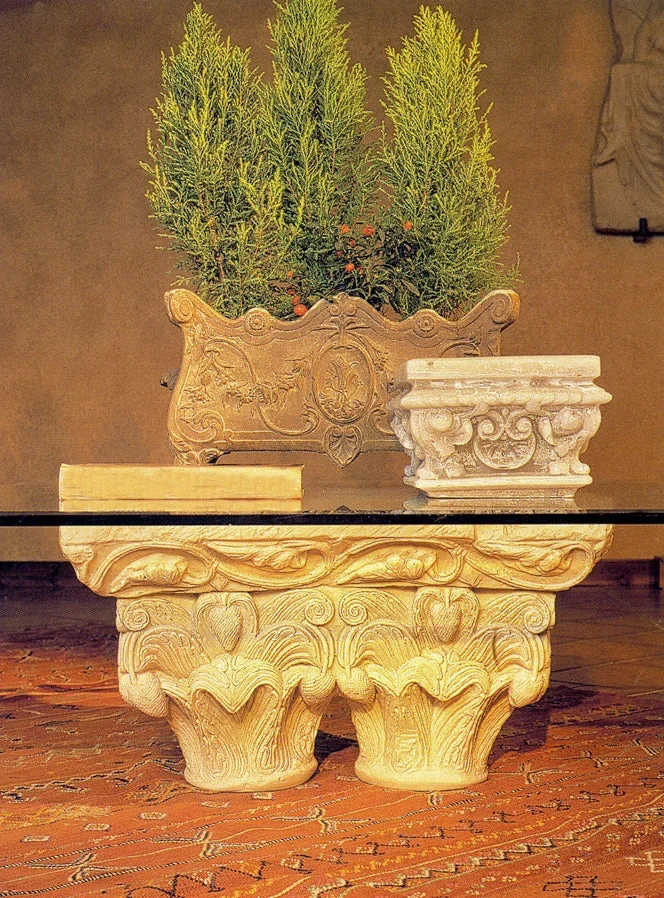 Chapiteau double - grande sculpture en marbre blanc
