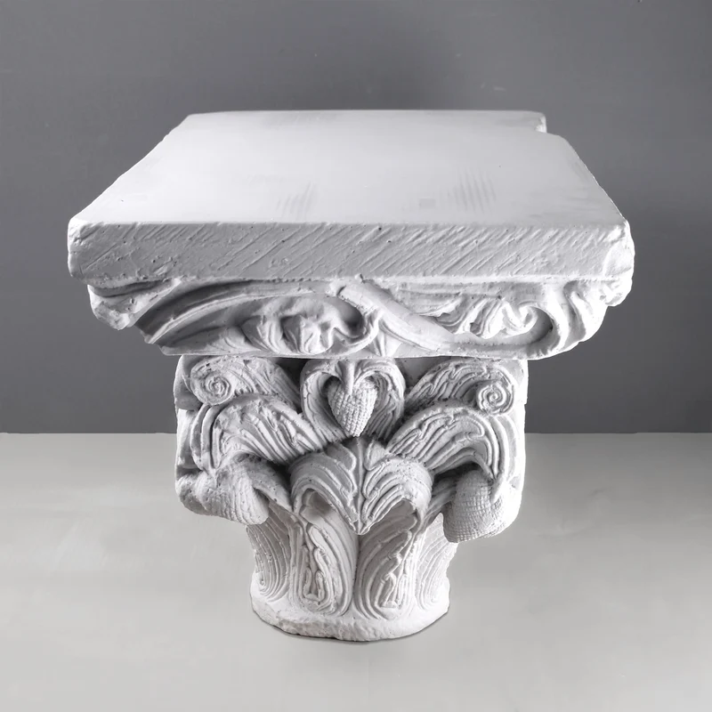 Chapiteau double - grande sculpture en marbre blanc
