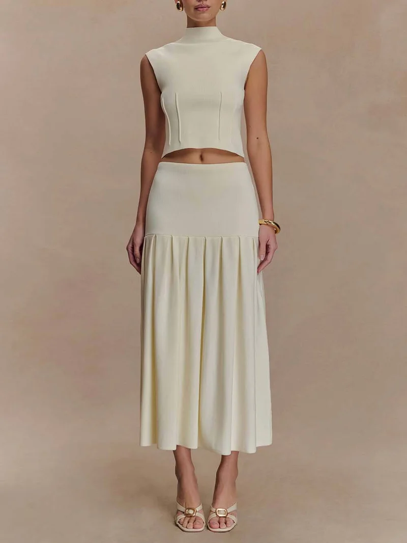 Exquisite High Neck Bandage Knit Top