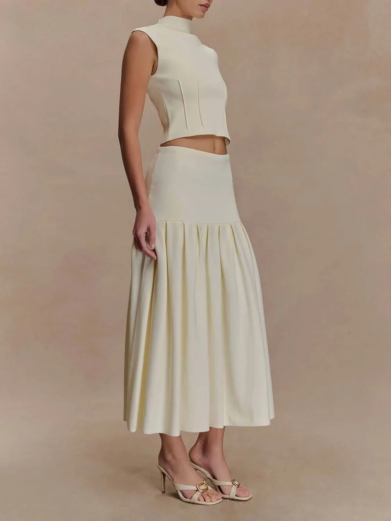Exquisite High Neck Bandage Knit Top