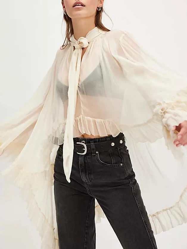 Exquisite Irregular Ruffled Chiffon Flowing Shirt