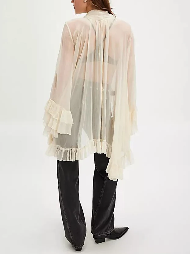 Exquisite Irregular Ruffled Chiffon Flowing Shirt