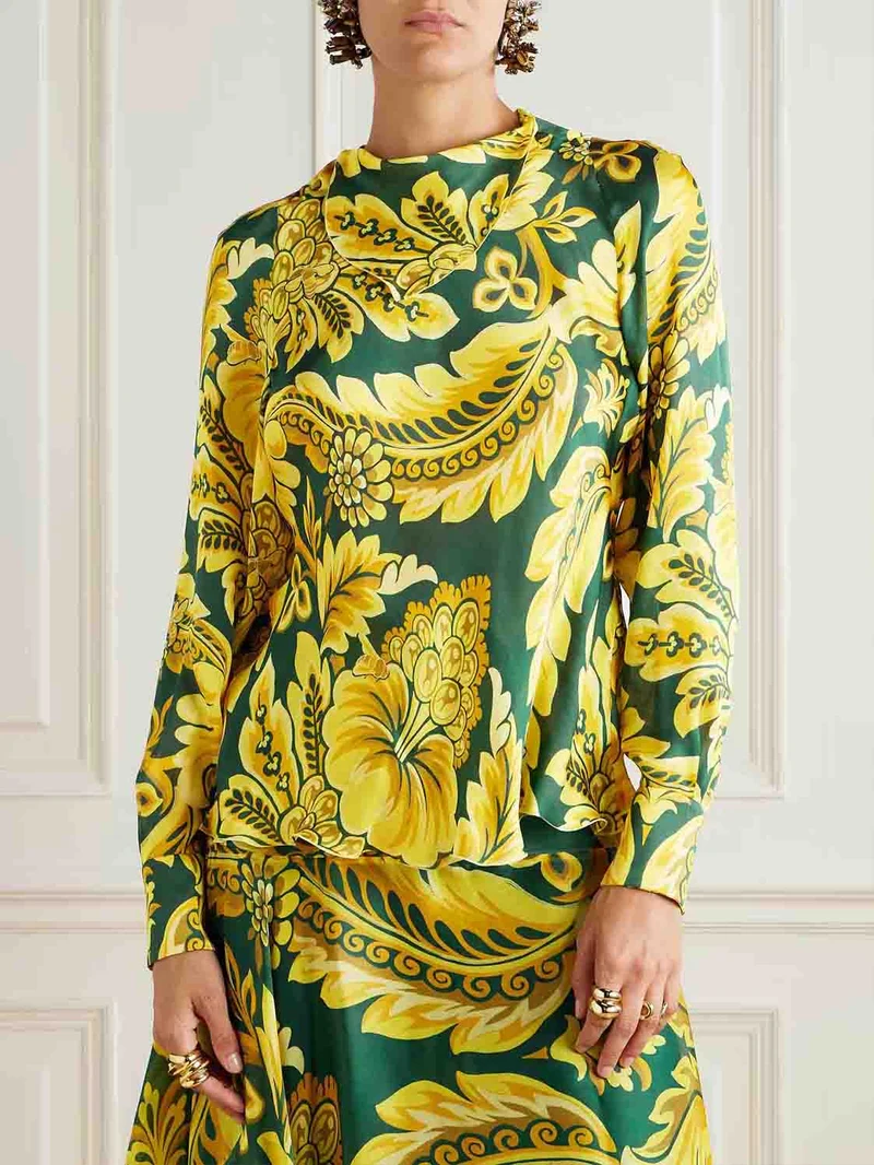 Exquisite Acanthus Leaf Floral Print Shirt