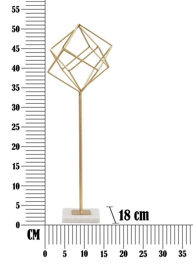 Cube géométrique doré (grand - sculpture moderne)