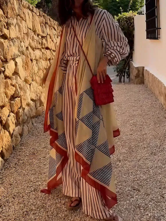 Elegant Striped Long-Sleeve Button-Down Shirt