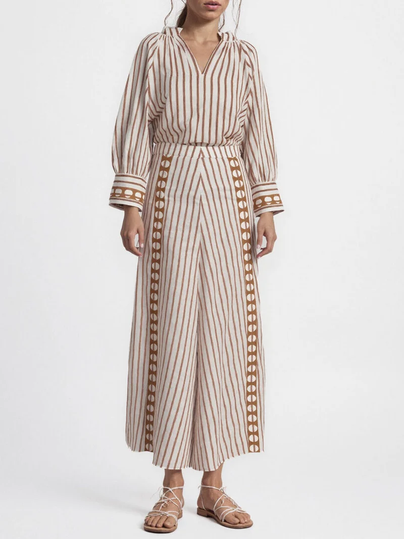 Elegant Striped Wide-leg Pants