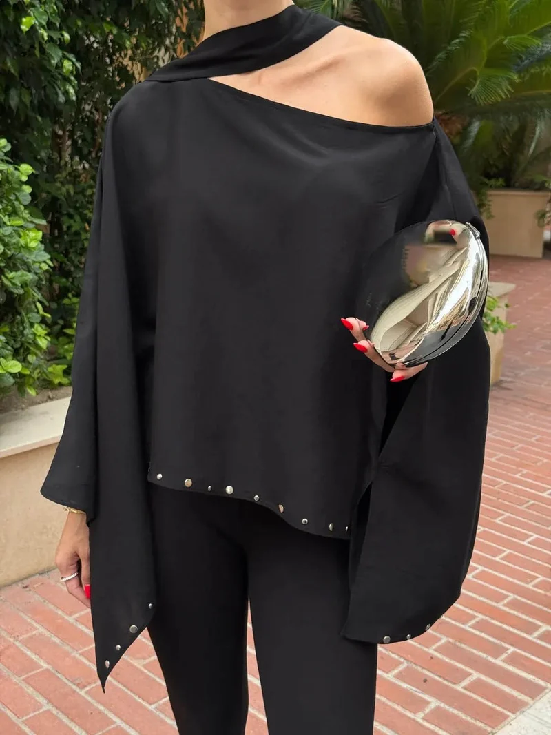 Elegant Asymmetrical Off-Shoulder Loose Top