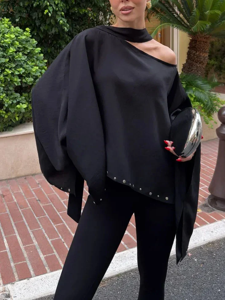 Elegant Asymmetrical Off-Shoulder Loose Top