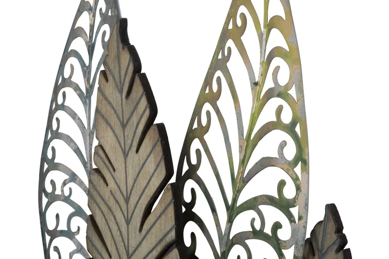 Décoration murale en forme de feuille métallique