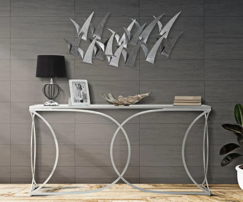 Décoration murale en métal avec oiseaux volants