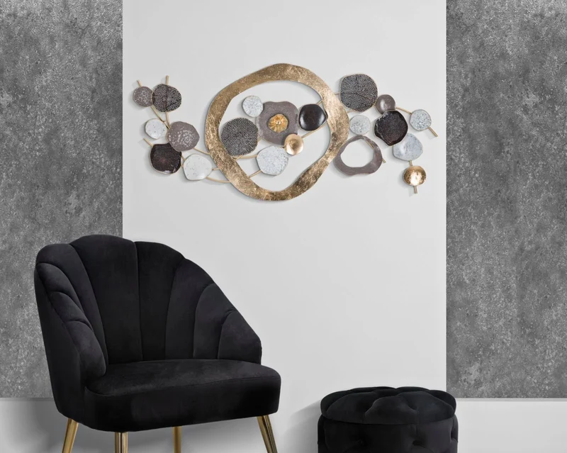Décoration murale géométrique abstraite en métal en forme de cercles