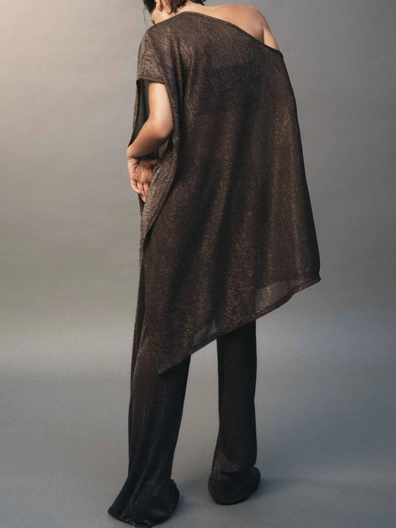 Exquisite Asymmetrical Shawl Pants Two-Piece Set