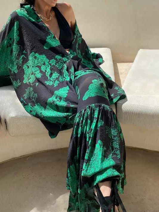 Exquisite Abstract Print Flared Pants