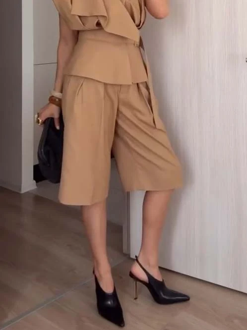 Vintage Belt Vest And Shorts Set - Shorts