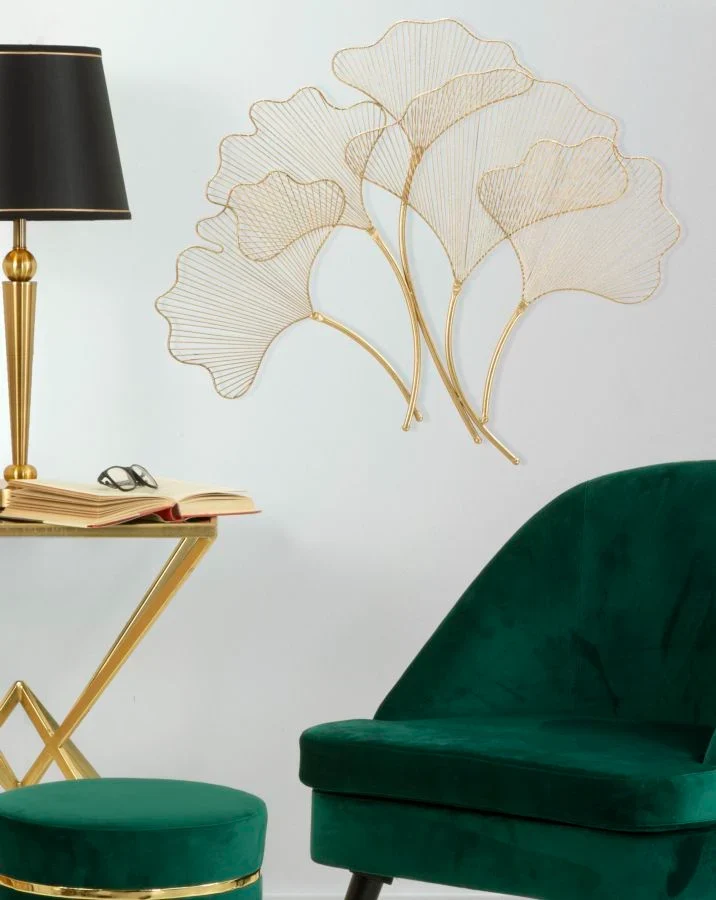 Décoration murale glamour de feuilles dorées